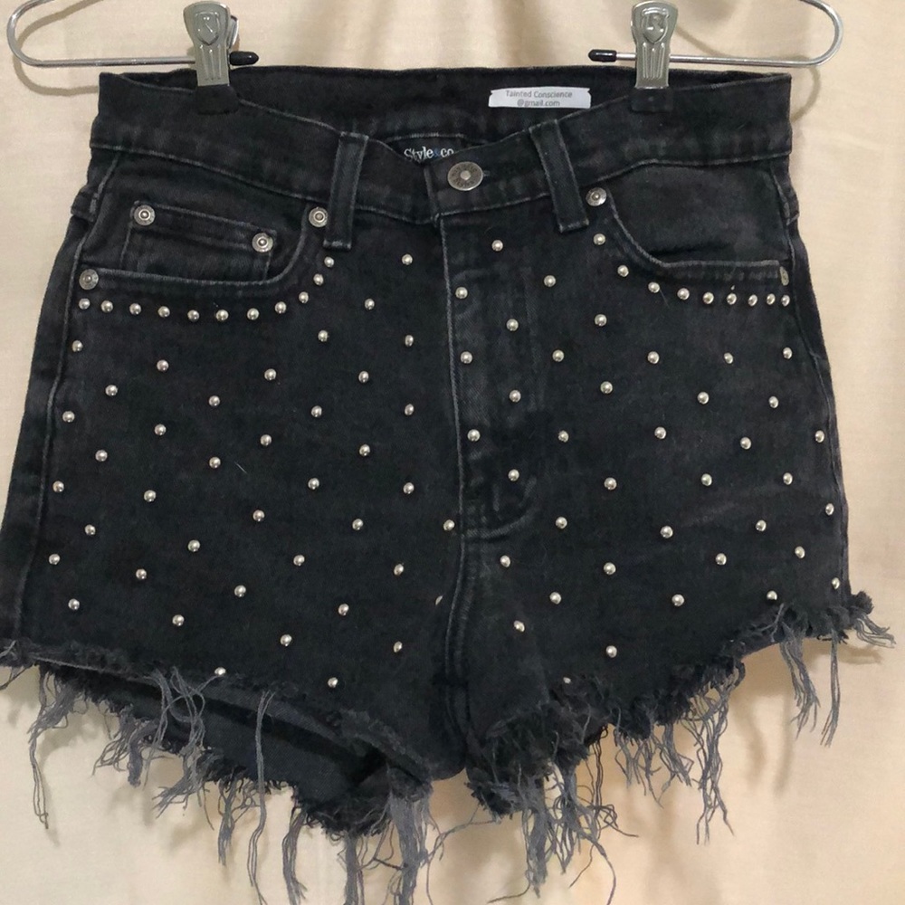 Vintage High Waisted Studded Jean Shorts